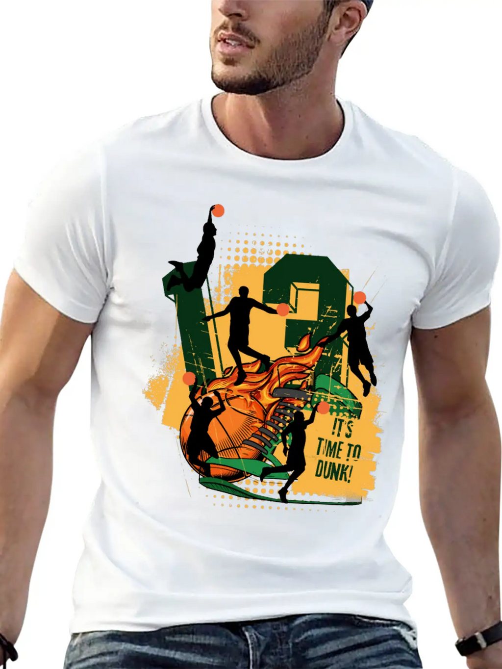 Dynamic Basketball Action It Time To Dunk Unisex Casual T-Shirt – Clean Design For Daily Comfort