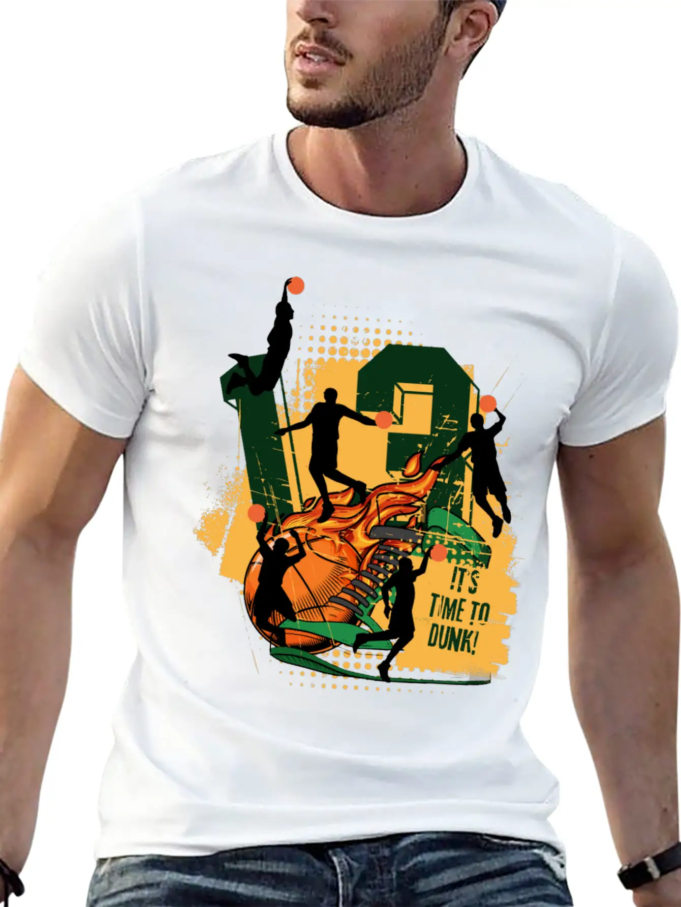 Dynamic Basketball Action It Time To Dunk Unisex Casual T-Shirt – Clean Design For Daily Comfort