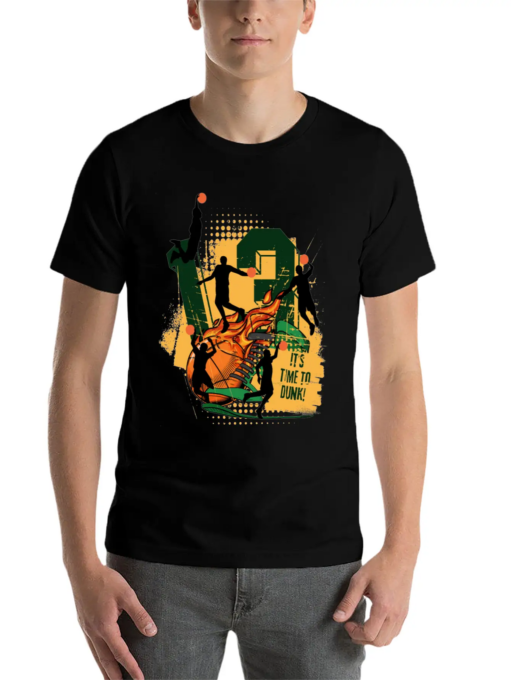 Dynamic Basketball Action It Time To Dunk Unisex Casual T-Shirt – Clean Design For Daily Comfort
