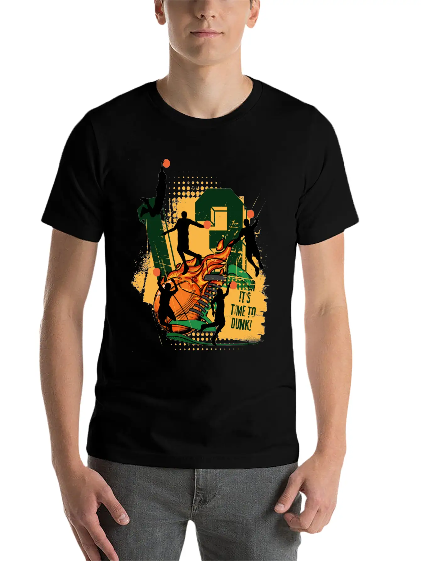 Dynamic Basketball Action It Time To Dunk Unisex Casual T-Shirt – Clean Design For Daily Comfort