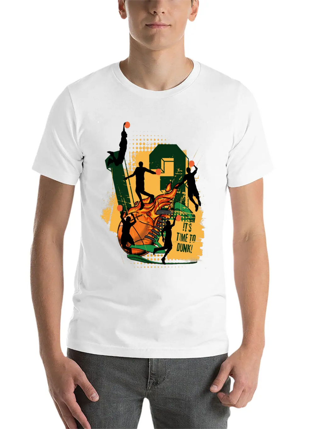 Dynamic Basketball Action It Time To Dunk Unisex Casual T-Shirt – Clean Design For Daily Comfort