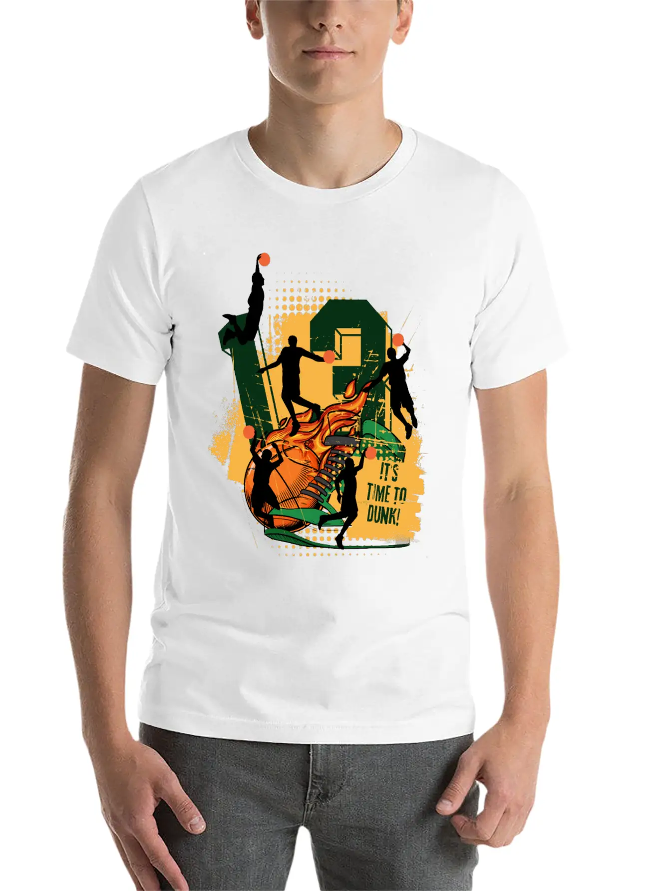 Dynamic Basketball Action It Time To Dunk Unisex Casual T-Shirt – Clean Design For Daily Comfort
