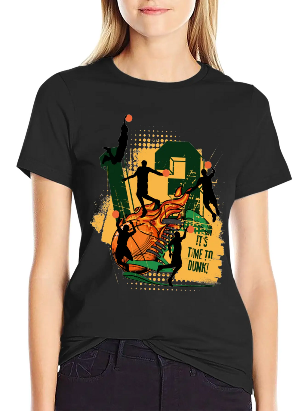 Dynamic Basketball Action It Time To Dunk Unisex Casual T-Shirt – Clean Design For Daily Comfort