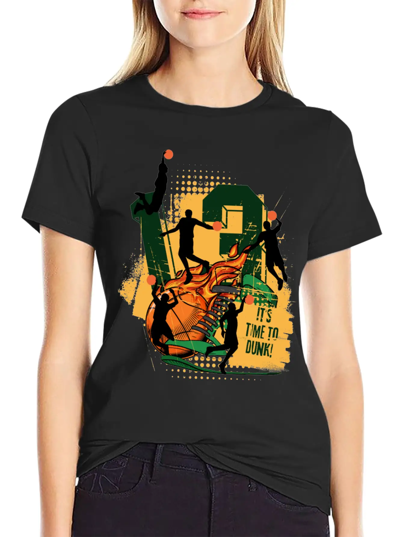Dynamic Basketball Action It Time To Dunk Unisex Casual T-Shirt – Clean Design For Daily Comfort
