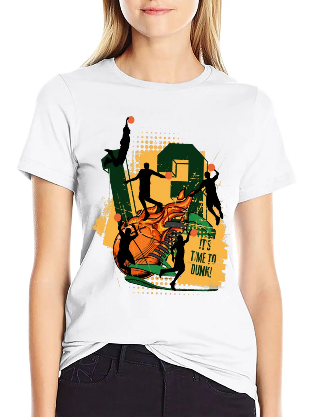 Dynamic Basketball Action It Time To Dunk Unisex Casual T-Shirt – Clean Design For Daily Comfort