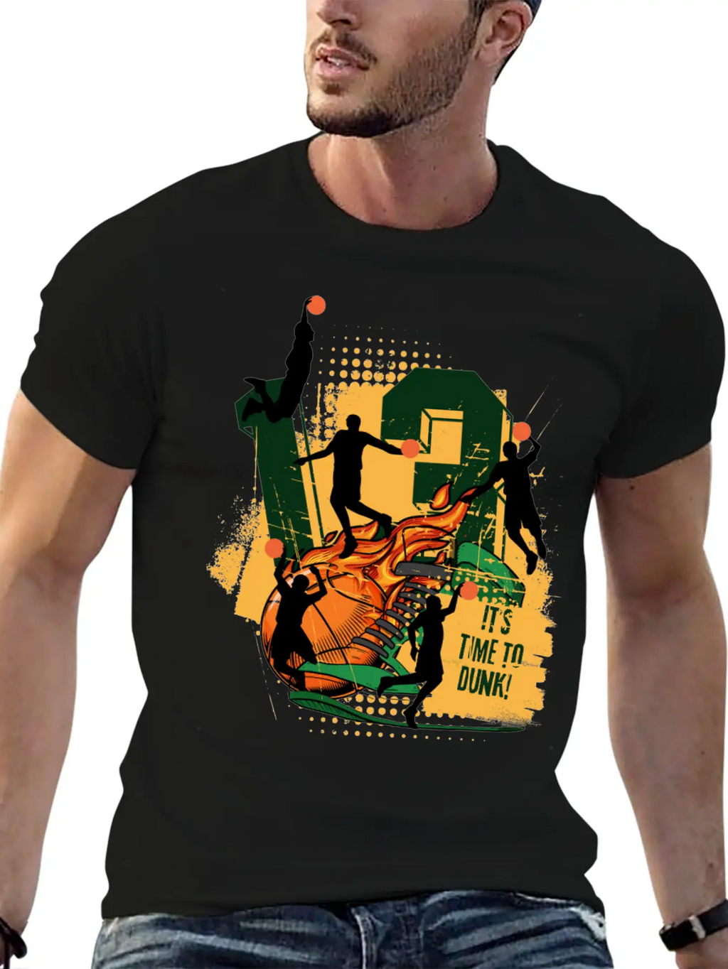 Dynamic Basketball Action It Time To Dunk Unisex Casual T-Shirt – Clean Design For Daily Comfort
