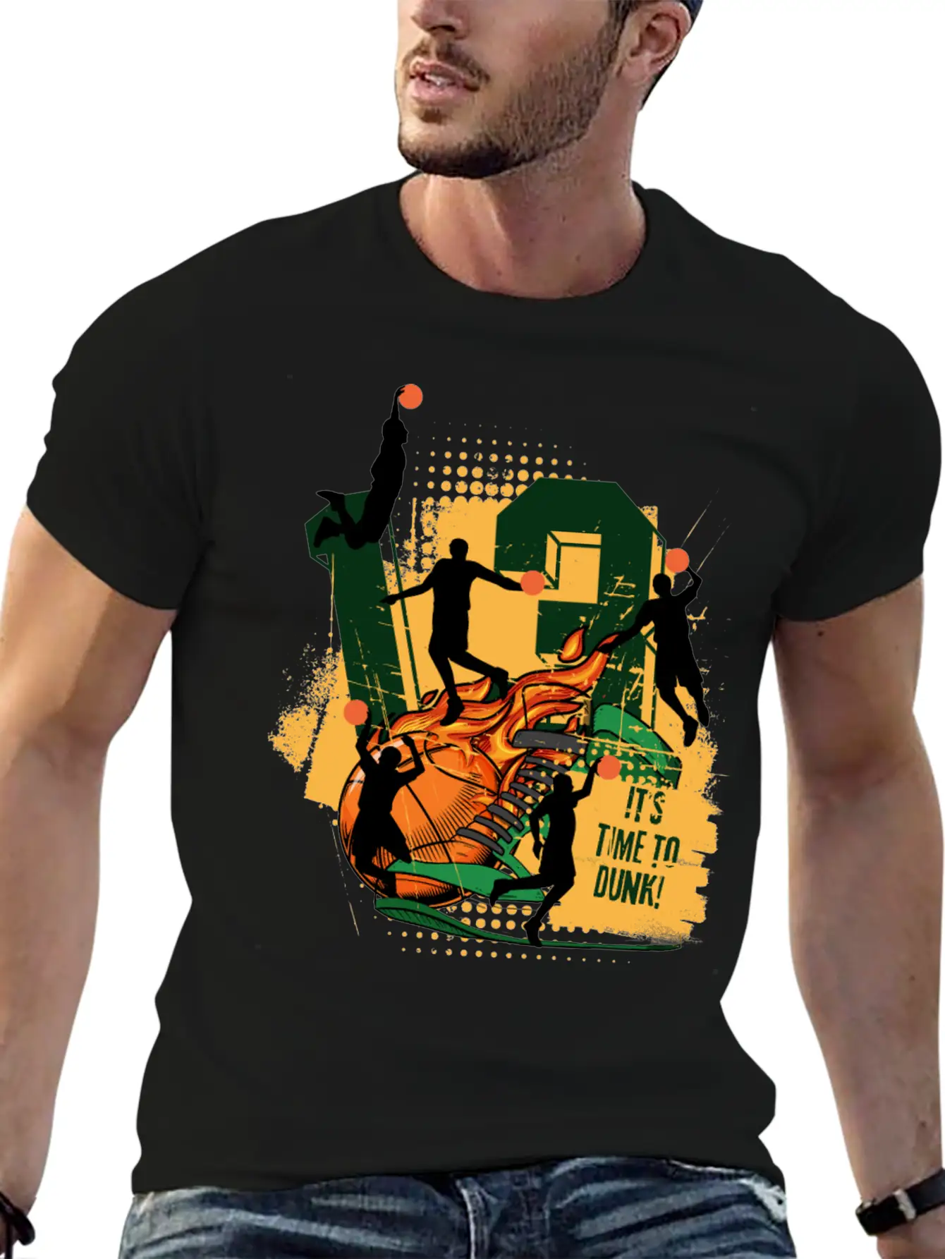 Dynamic Basketball Action It Time To Dunk Unisex Casual T-Shirt – Clean Design For Daily Comfort