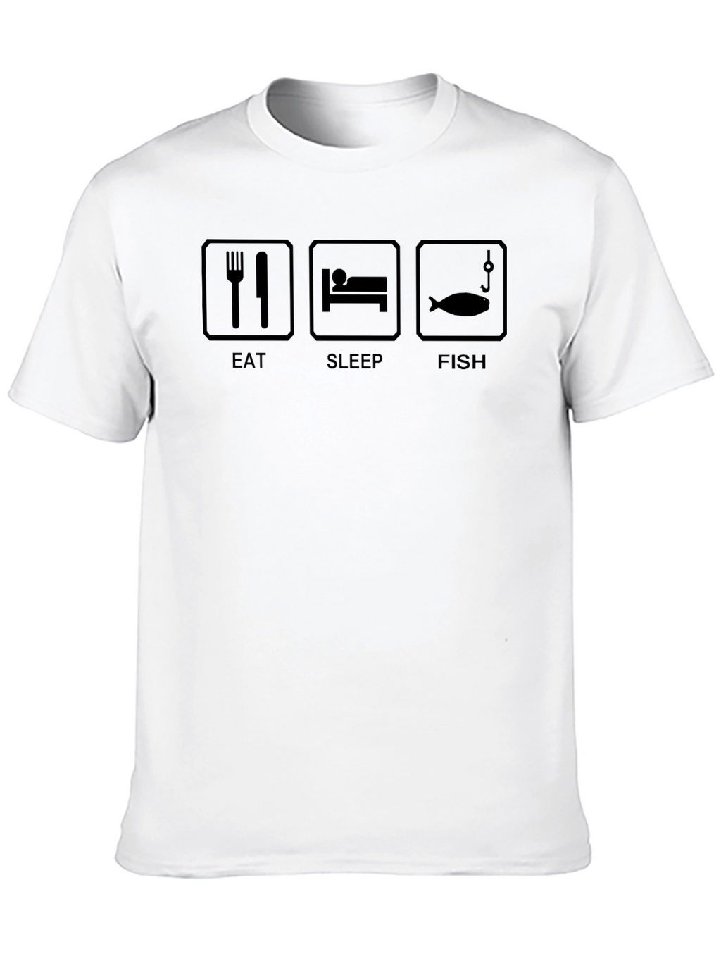 Eat Sleep Fish Black Graphic T-Shirt