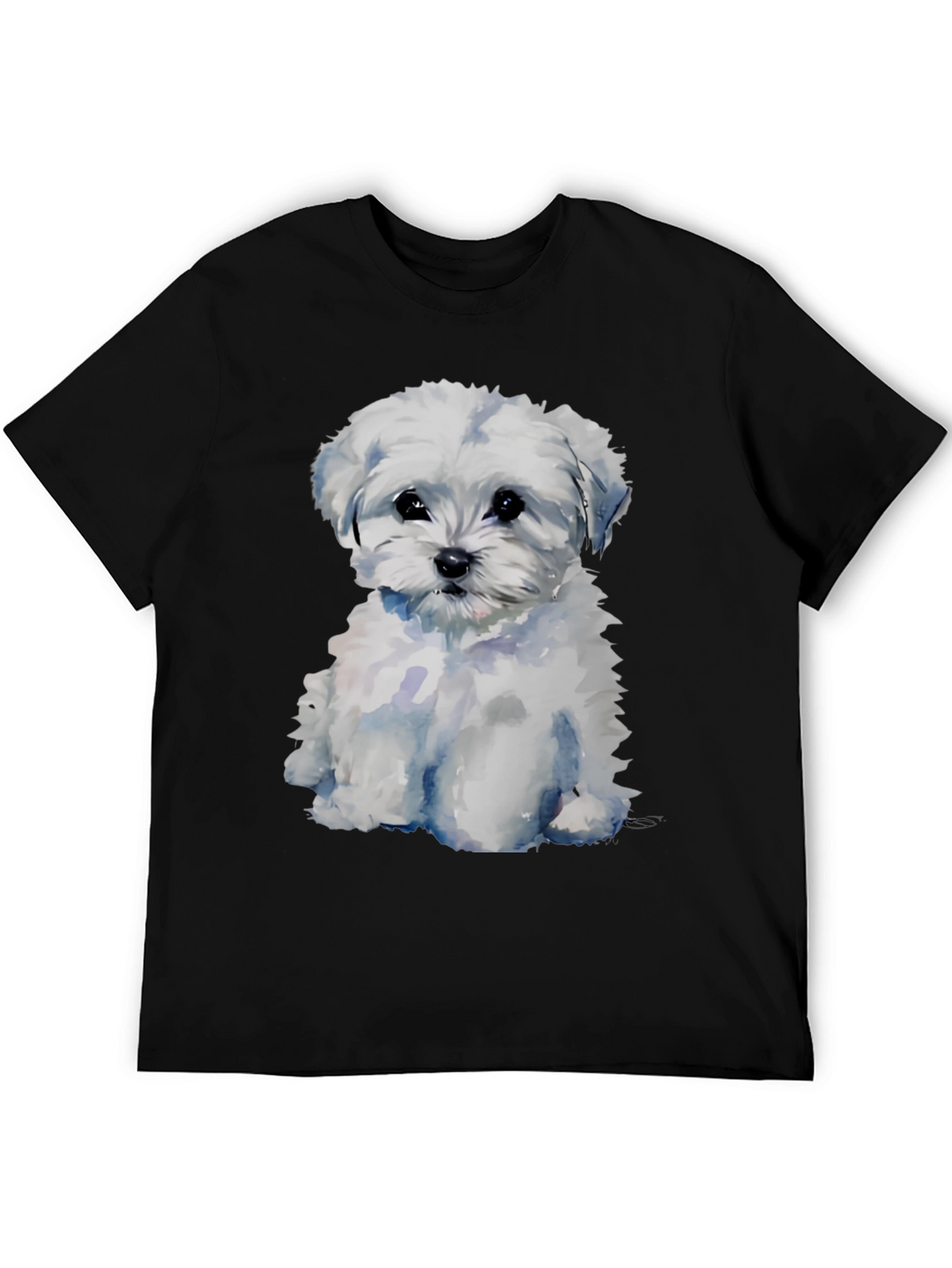 Maltese Puppy Dog T-Shirt - Cute Watercolor Style