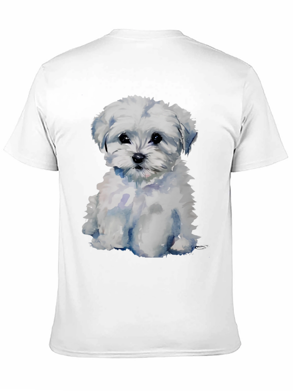 Maltese Puppy Dog T-Shirt - Cute Watercolor Style