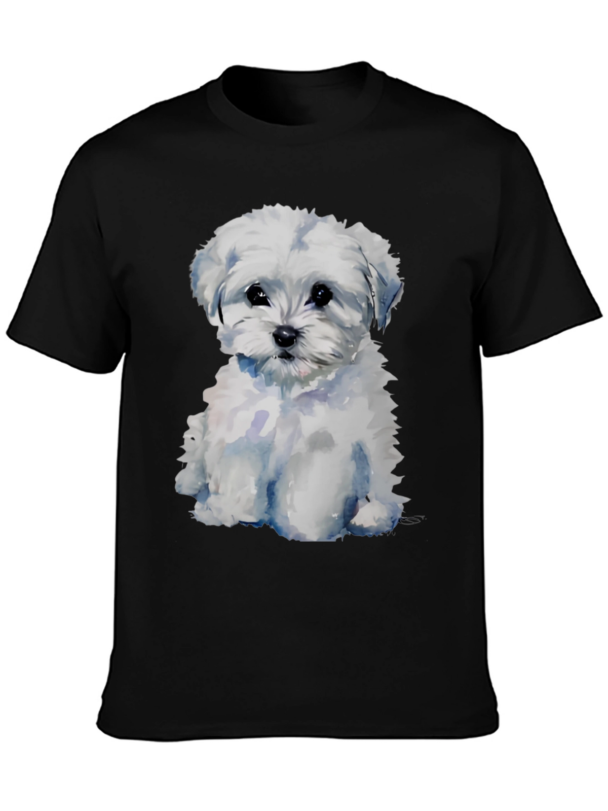 Maltese Puppy Dog T-Shirt - Cute Watercolor Style