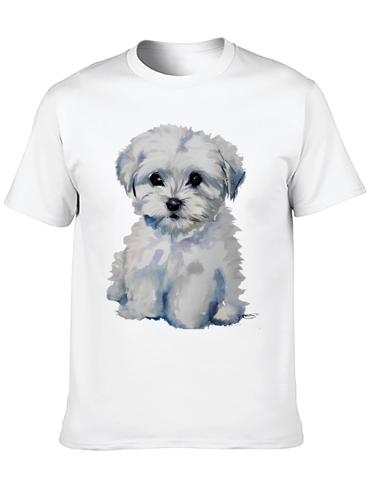 Maltese Puppy Dog T-Shirt - Cute Watercolor Style