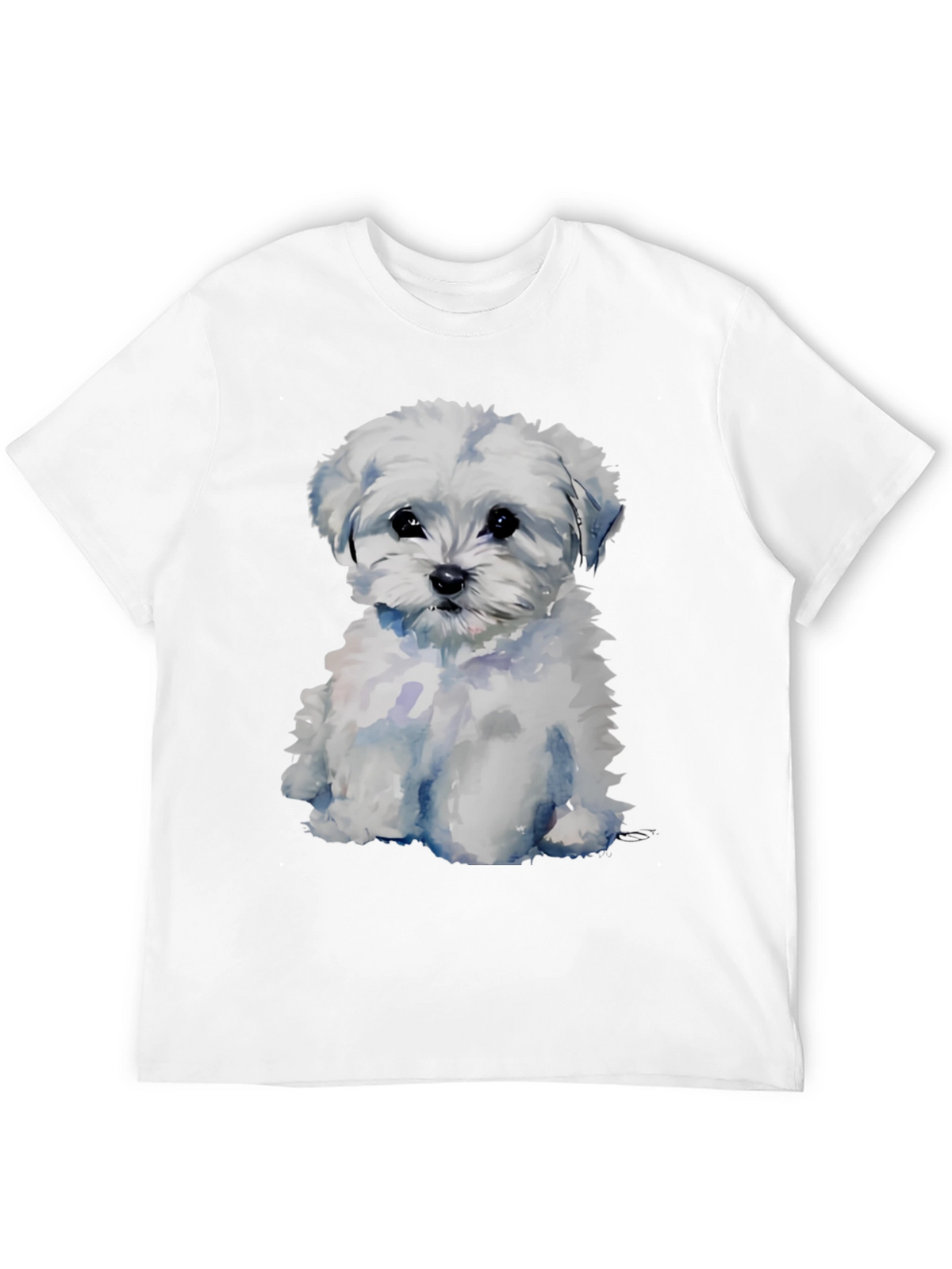 Maltese Puppy Dog T-Shirt - Cute Watercolor Style