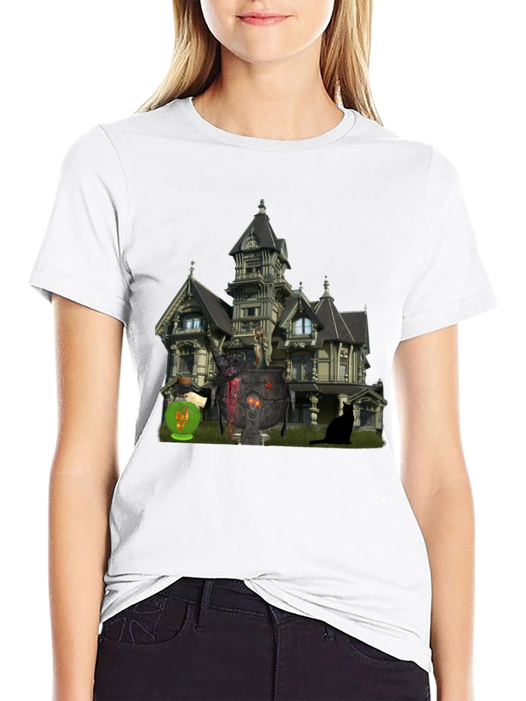 Halloween Haunted House Graphic Tee