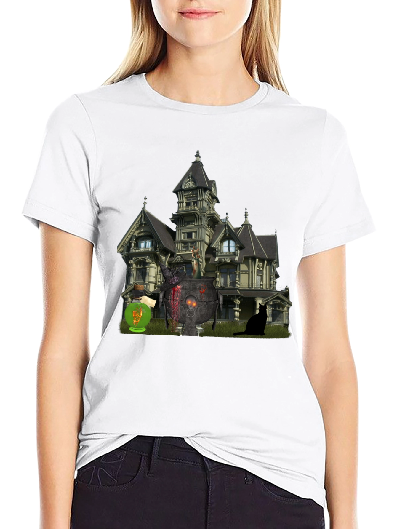 Halloween Haunted House Graphic Tee