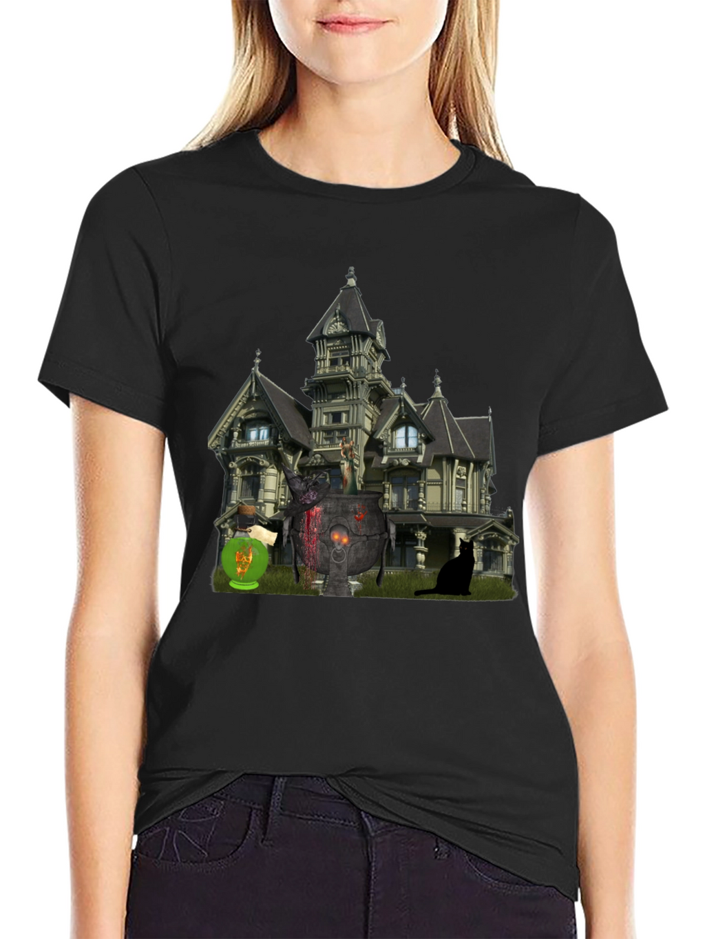 Halloween Haunted House Graphic Tee