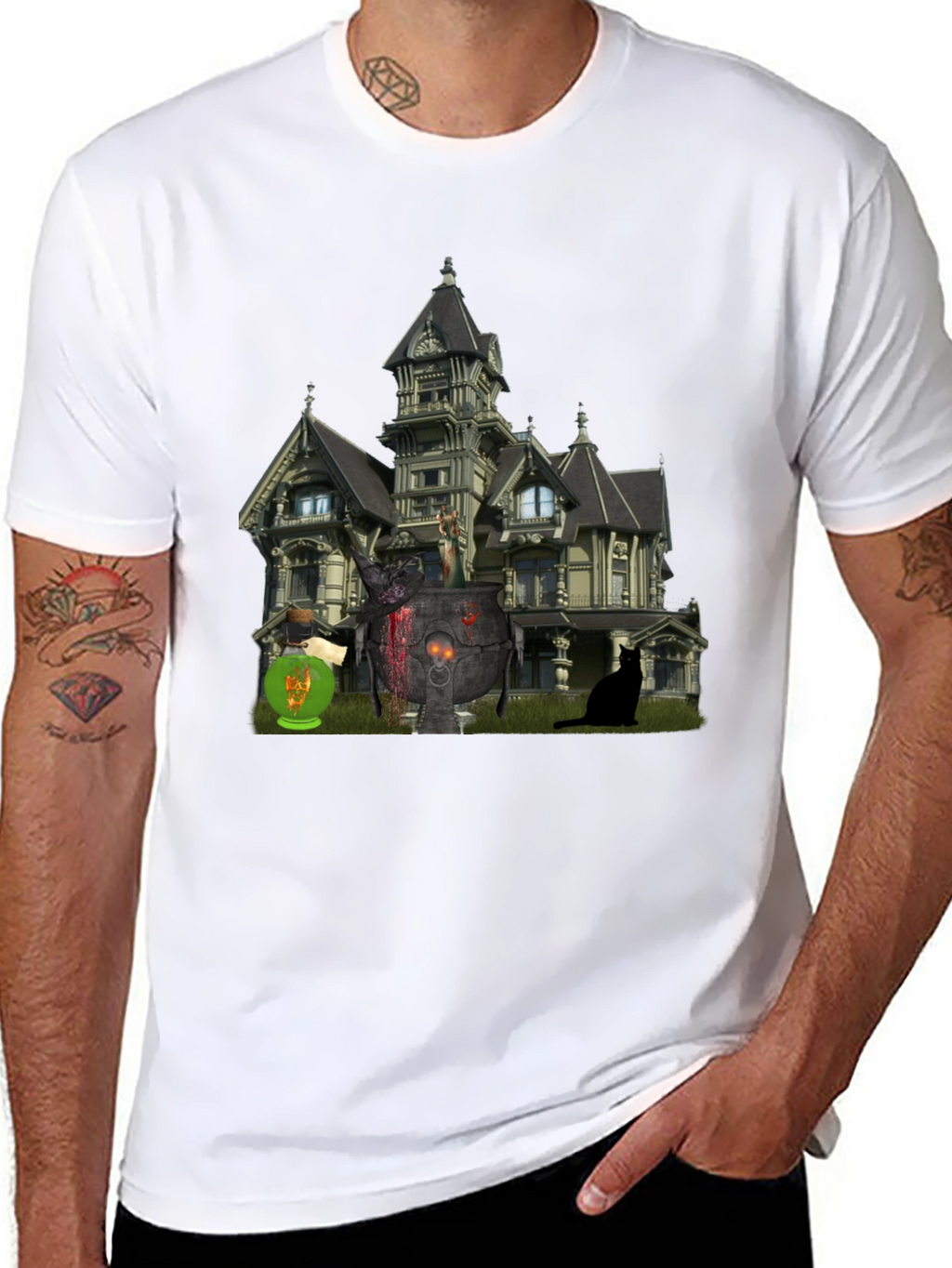 Halloween Haunted House Graphic Tee
