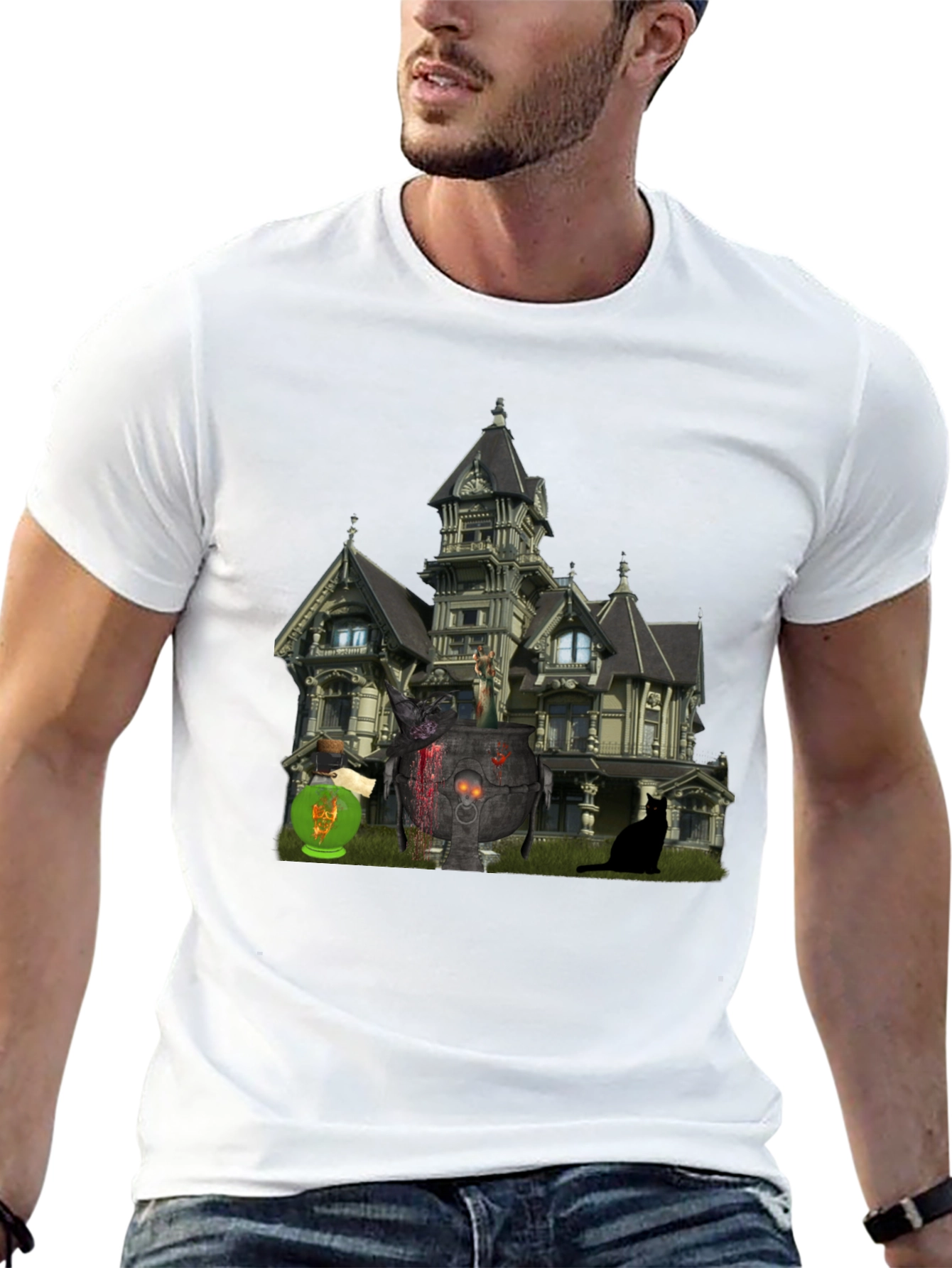 Halloween Haunted House Graphic Tee