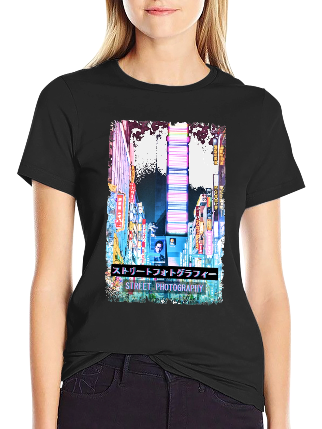 Street Photography Graphic T-Shirt - Black Cotton Tee