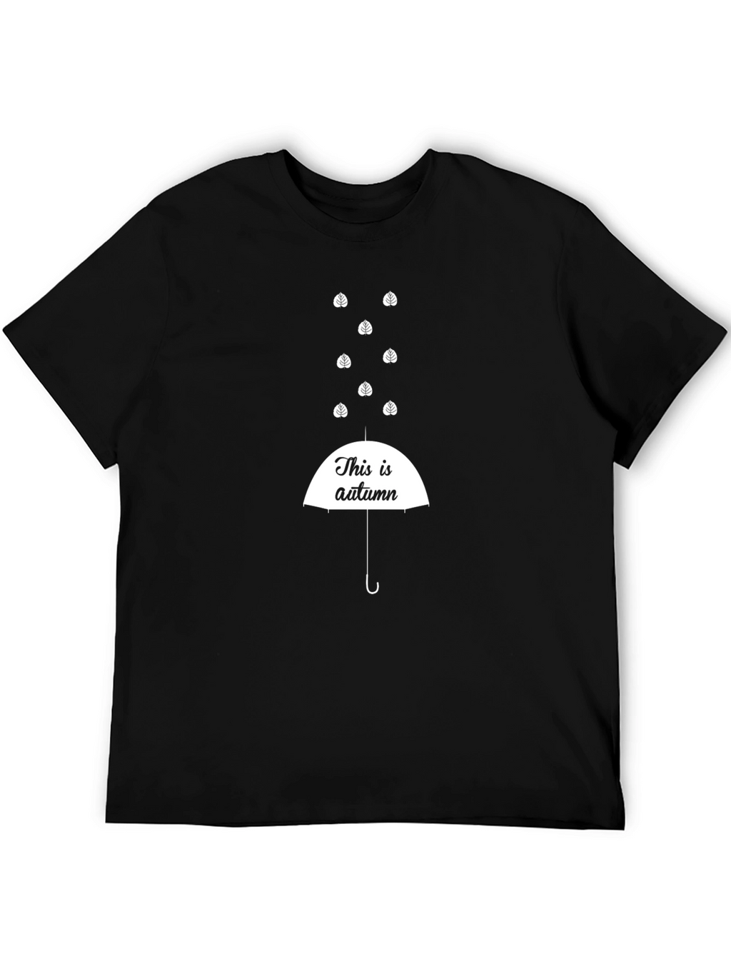 Autumn Leaves Umbrella Black T-Shirt