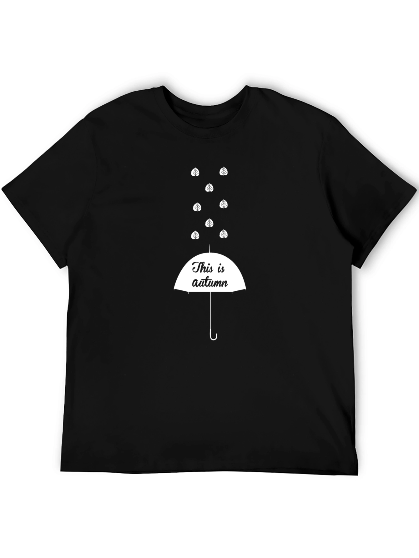 Autumn Leaves Umbrella Black T-Shirt