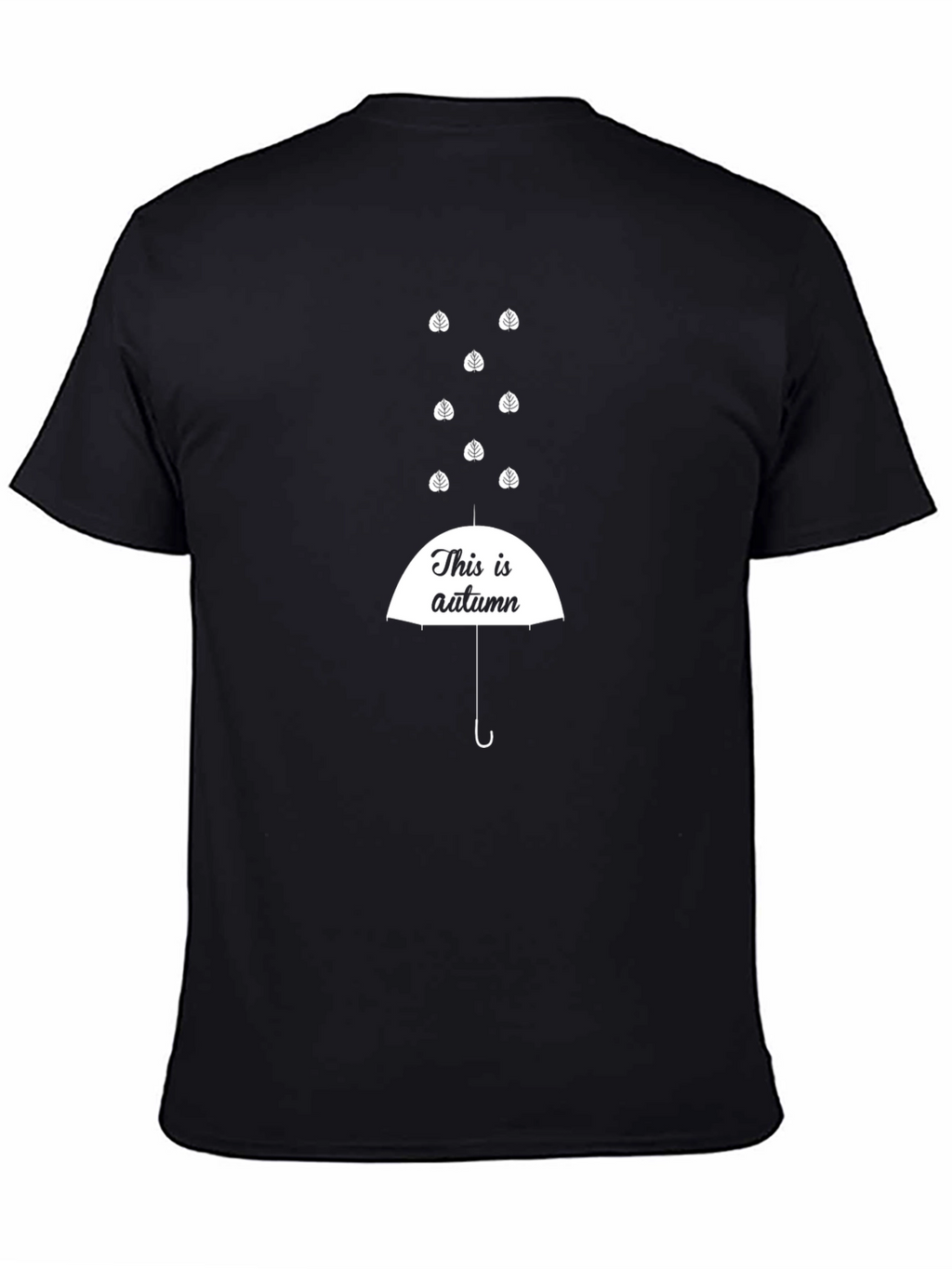 Autumn Leaves Umbrella Black T-Shirt