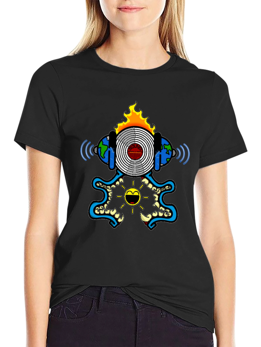Cool Graphic Print Black T-Shirt