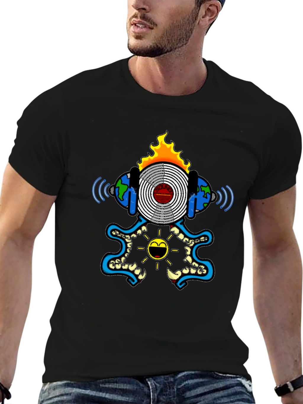 Cool Graphic Print Black T-Shirt
