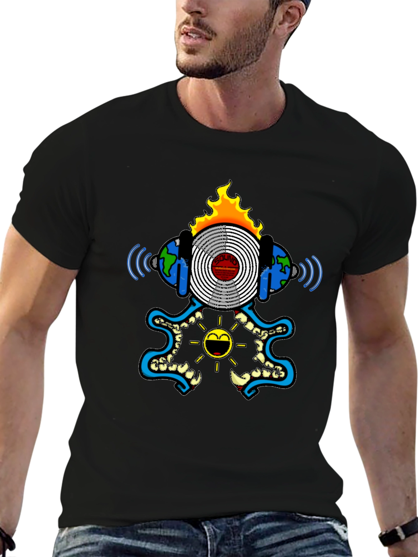 Cool Graphic Print Black T-Shirt