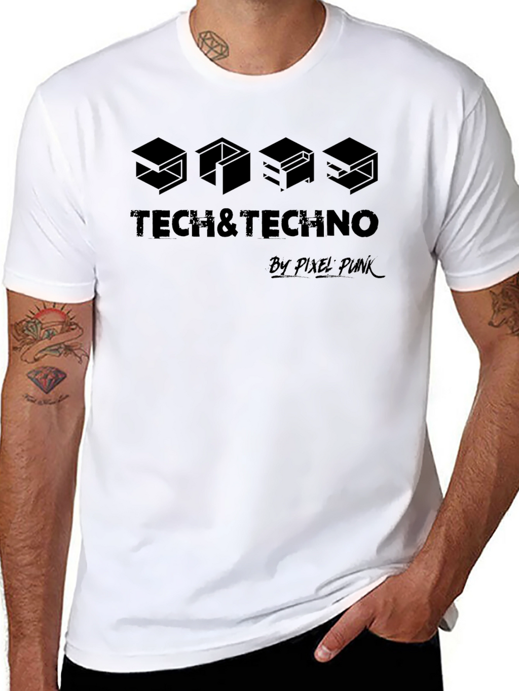 Tech & Techno Pixel Punk Black T-Shirt