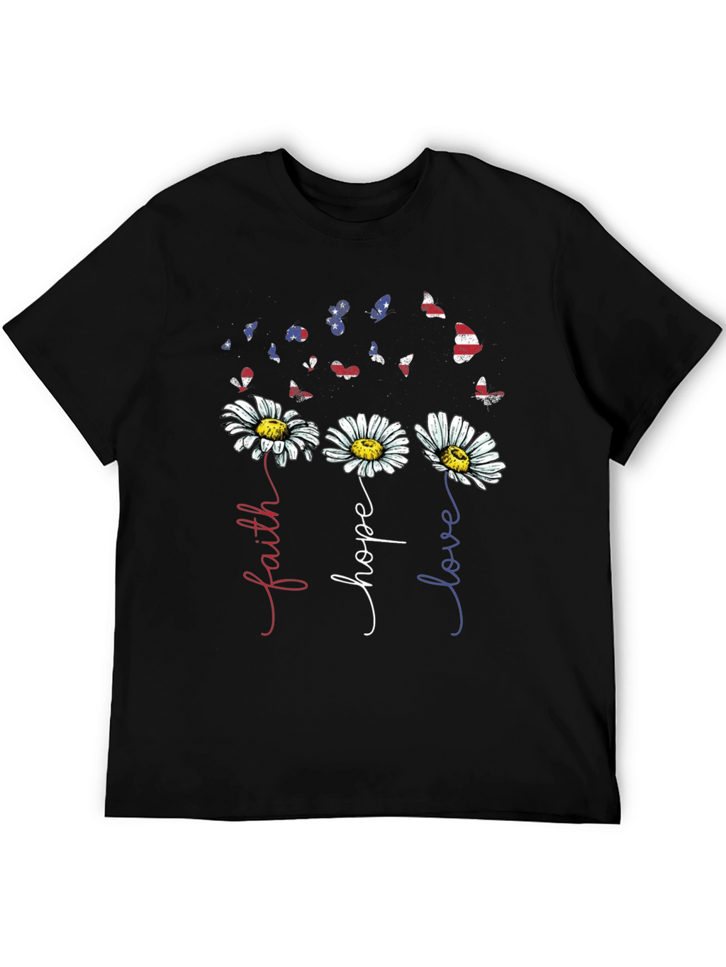 Faith Hope Love Daisy Butterfly Graphic Tee