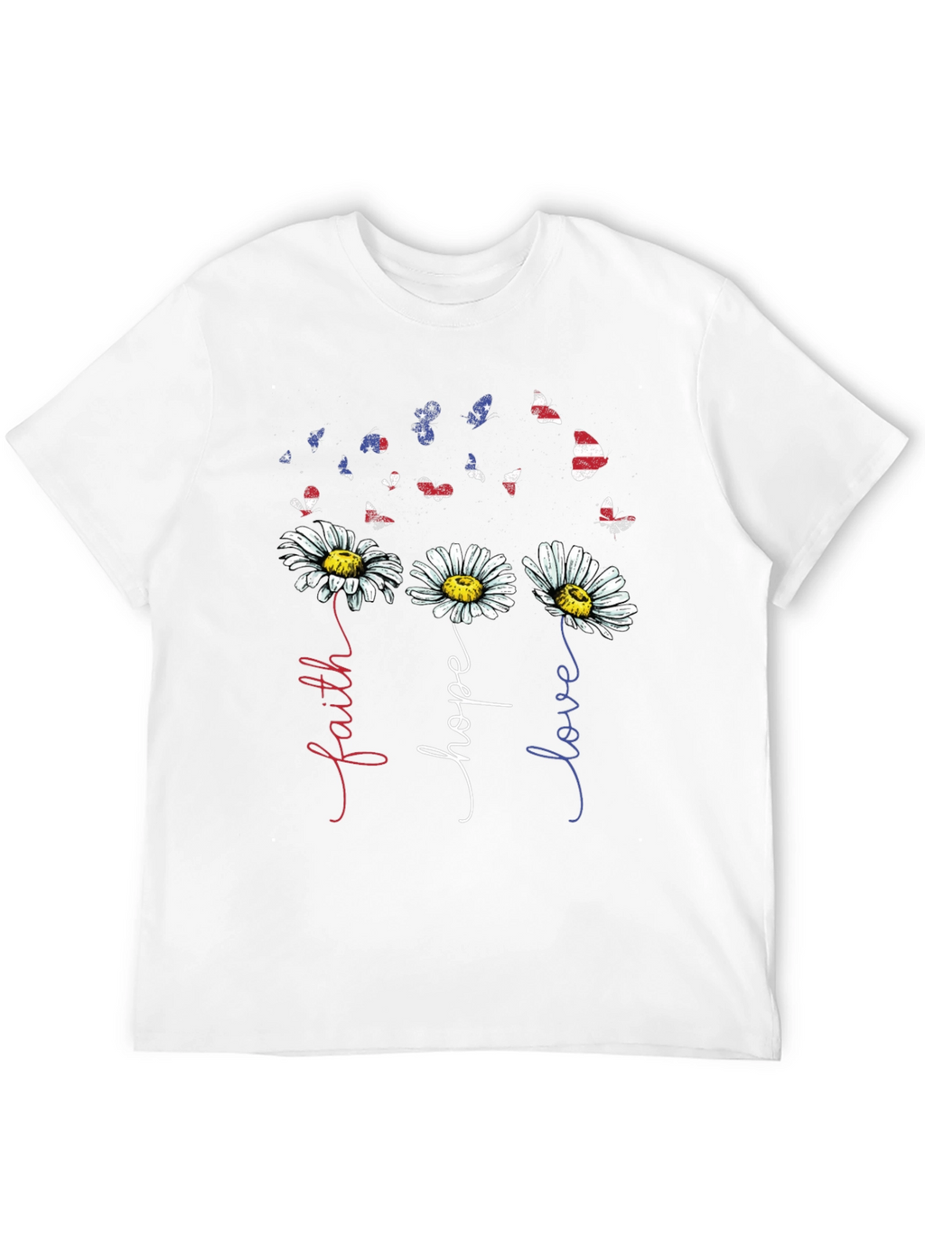 Faith Hope Love Daisy Butterfly Graphic Tee