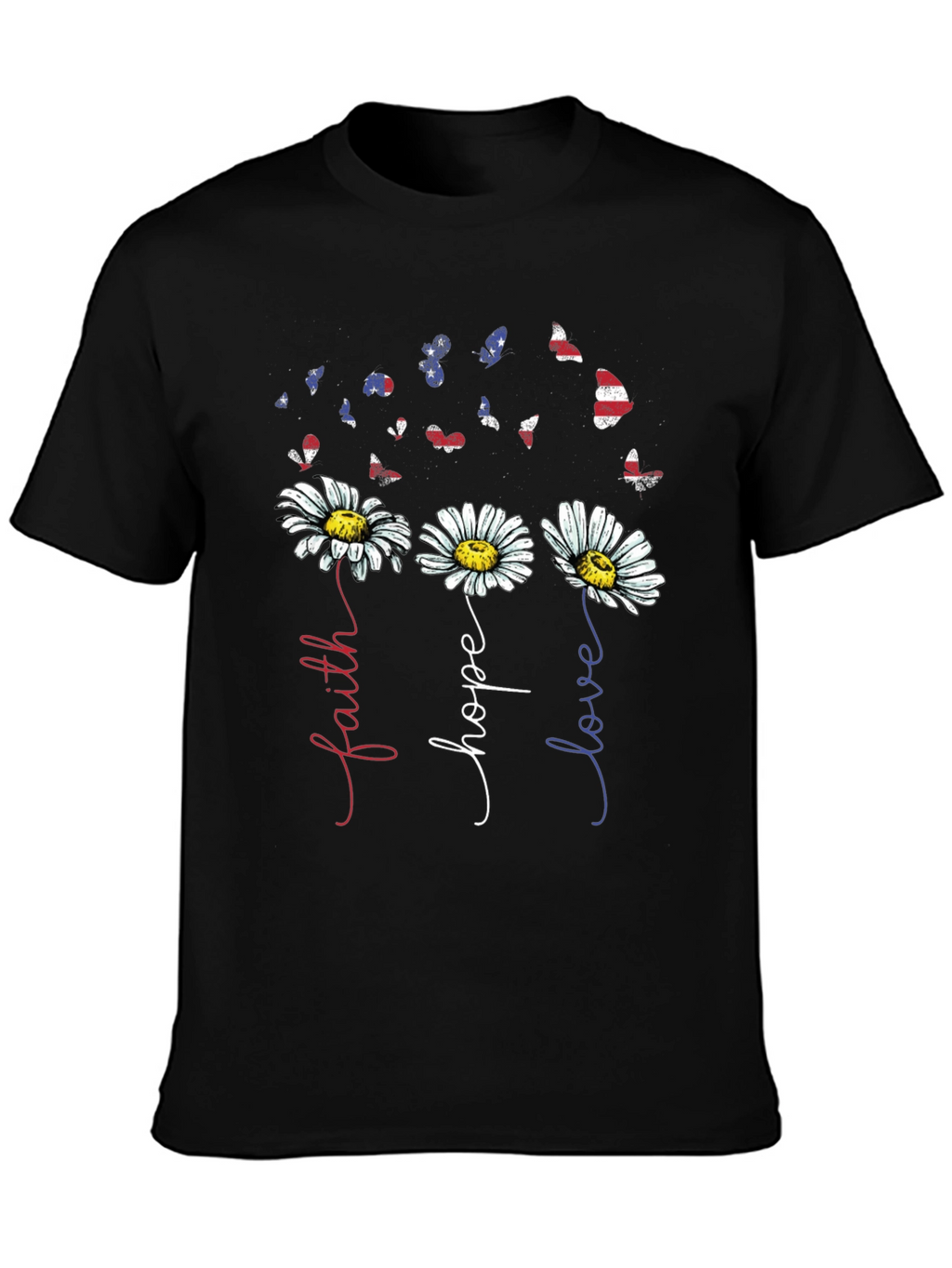 Faith Hope Love Daisy Butterfly Graphic Tee
