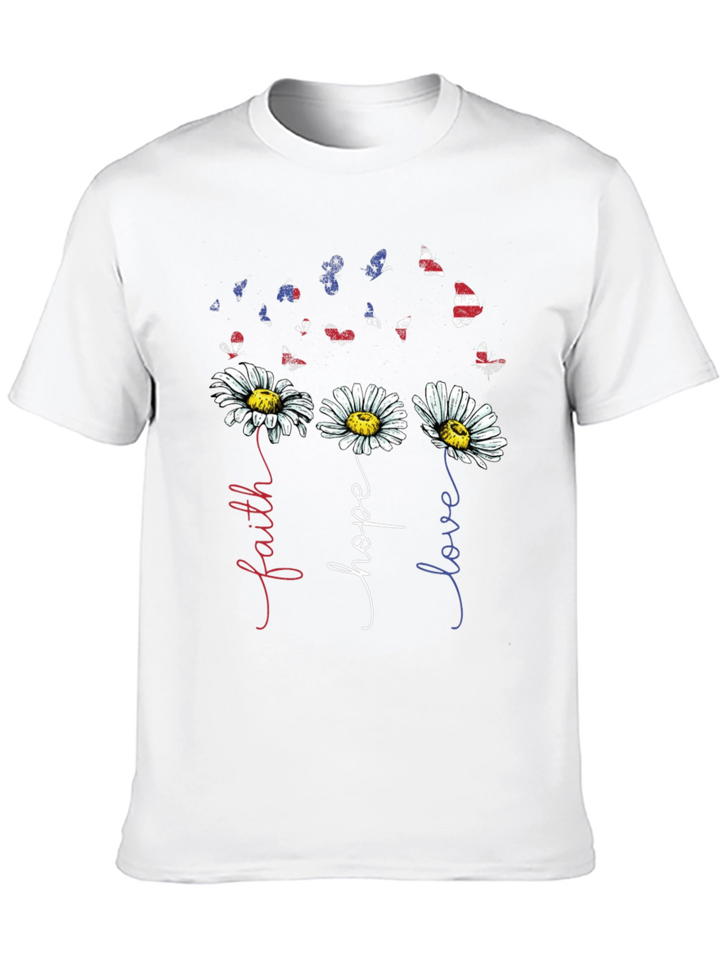 Faith Hope Love Daisy Butterfly Graphic Tee