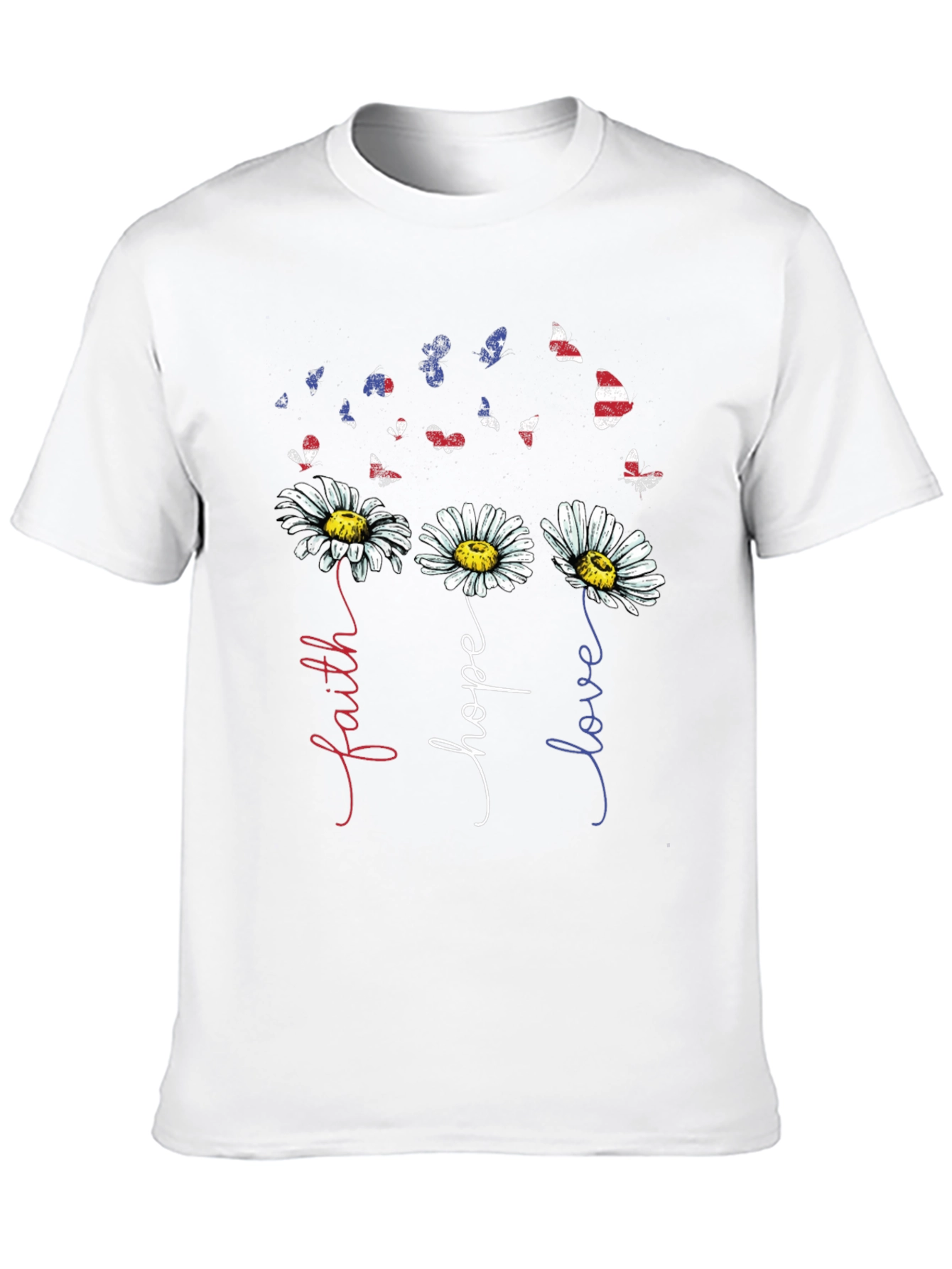 Faith Hope Love Daisy Butterfly Graphic Tee