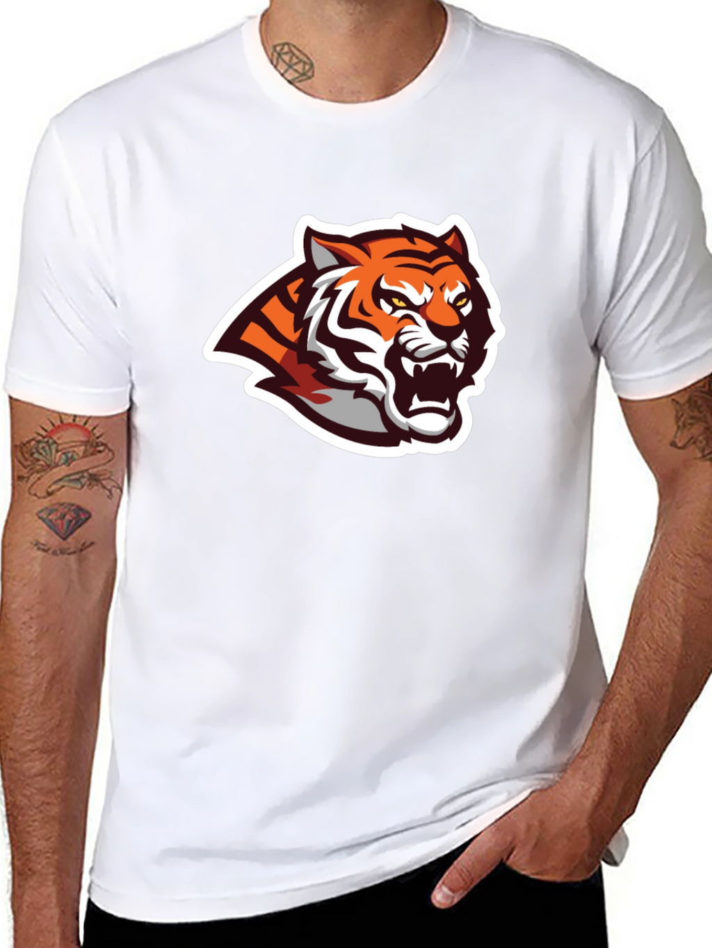 Black T-Shirt with Tiger Graphic