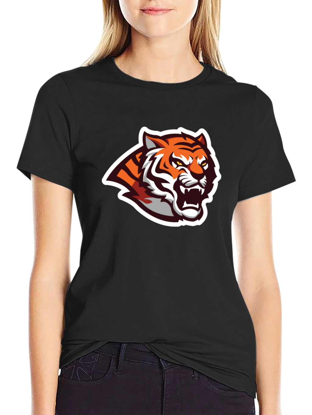 Black T-Shirt with Tiger Graphic