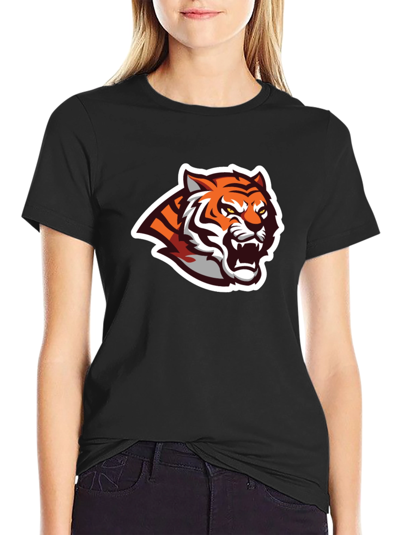Black T-Shirt with Tiger Graphic