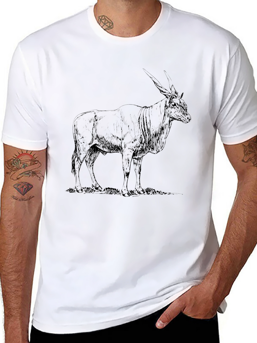 Antelope Graphic Print T-Shirt - Black