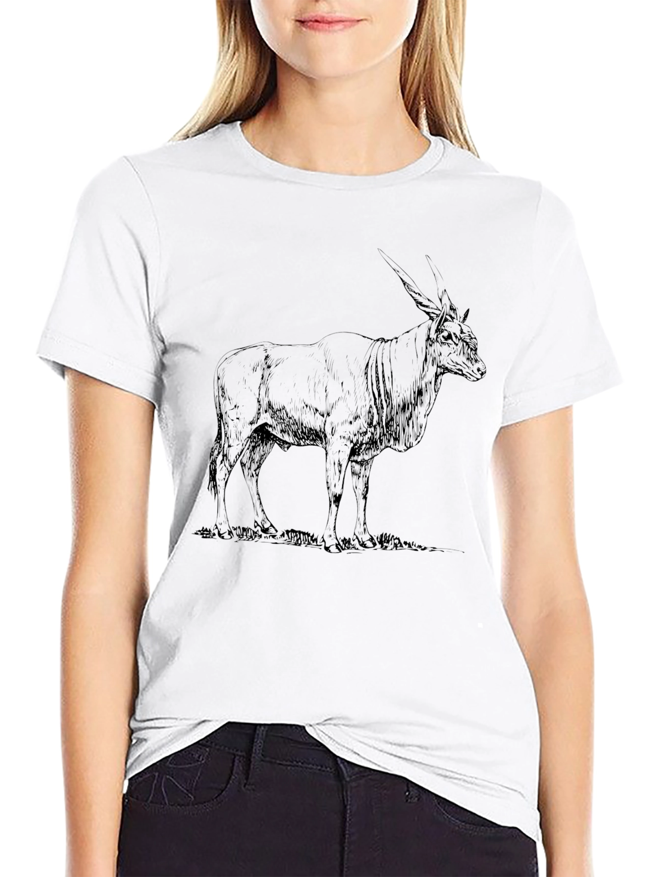 Antelope Graphic Print T-Shirt - Black