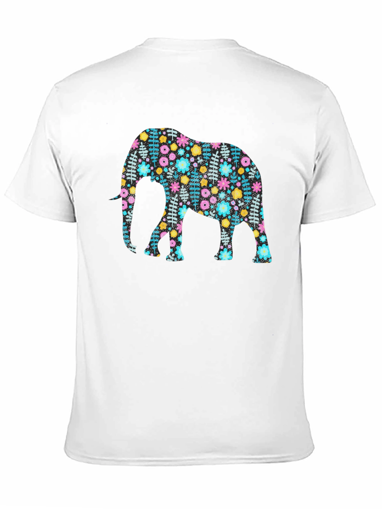 Floral Elephant Graphic Tee - Black Cotton Comfort Fit