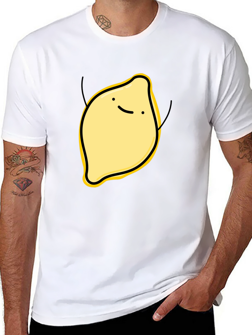Funny Lemon Graphic Black T-Shirt