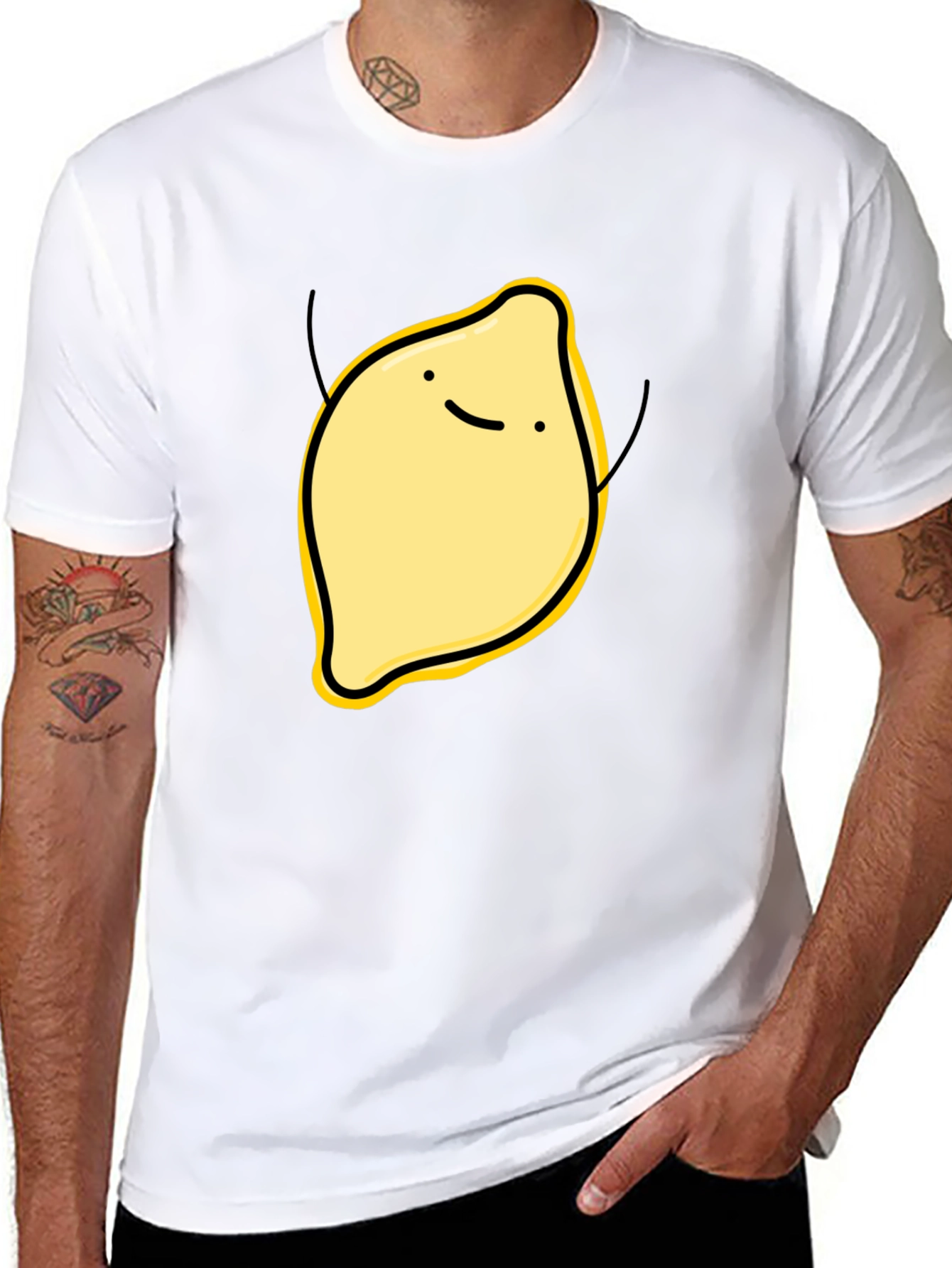 Funny Lemon Graphic Black T-Shirt