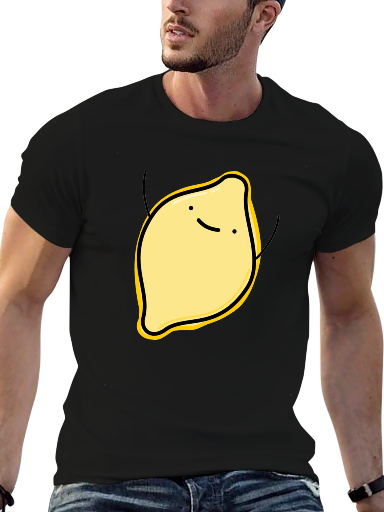 Funny Lemon Graphic Black T-Shirt