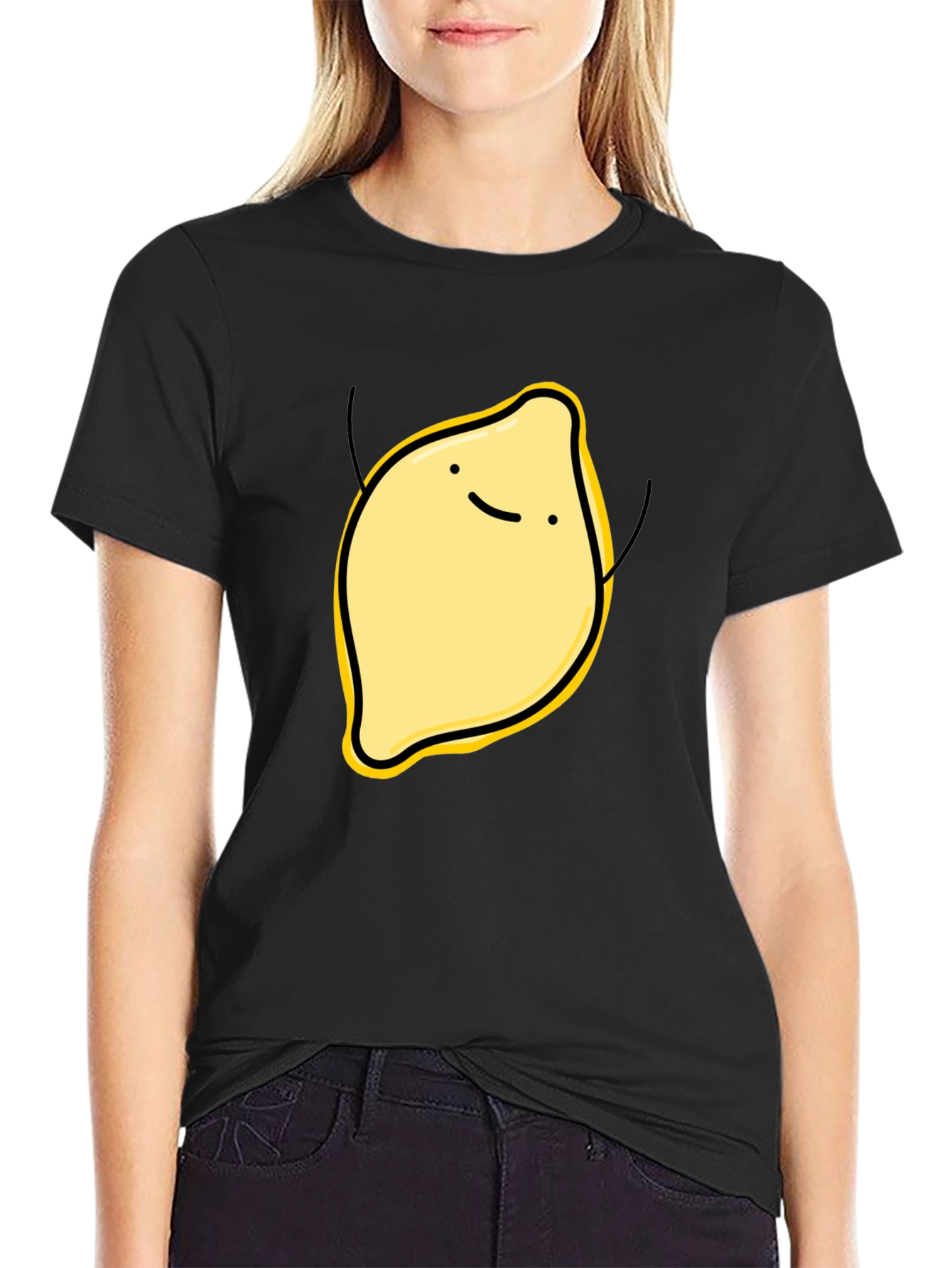 Funny Lemon Graphic Black T-Shirt