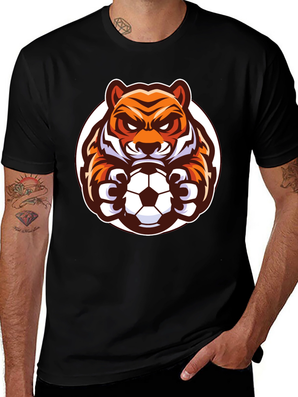 Tiger Soccer Black T-Shirt