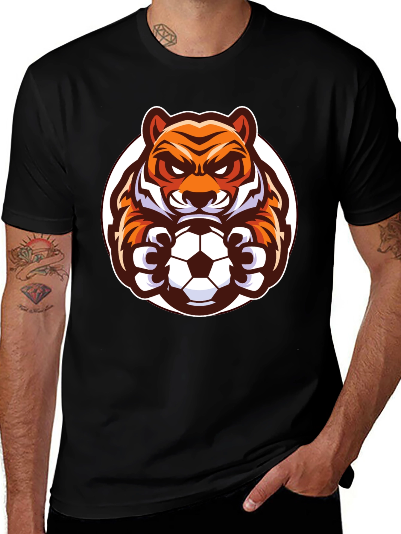 Tiger Soccer Black T-Shirt