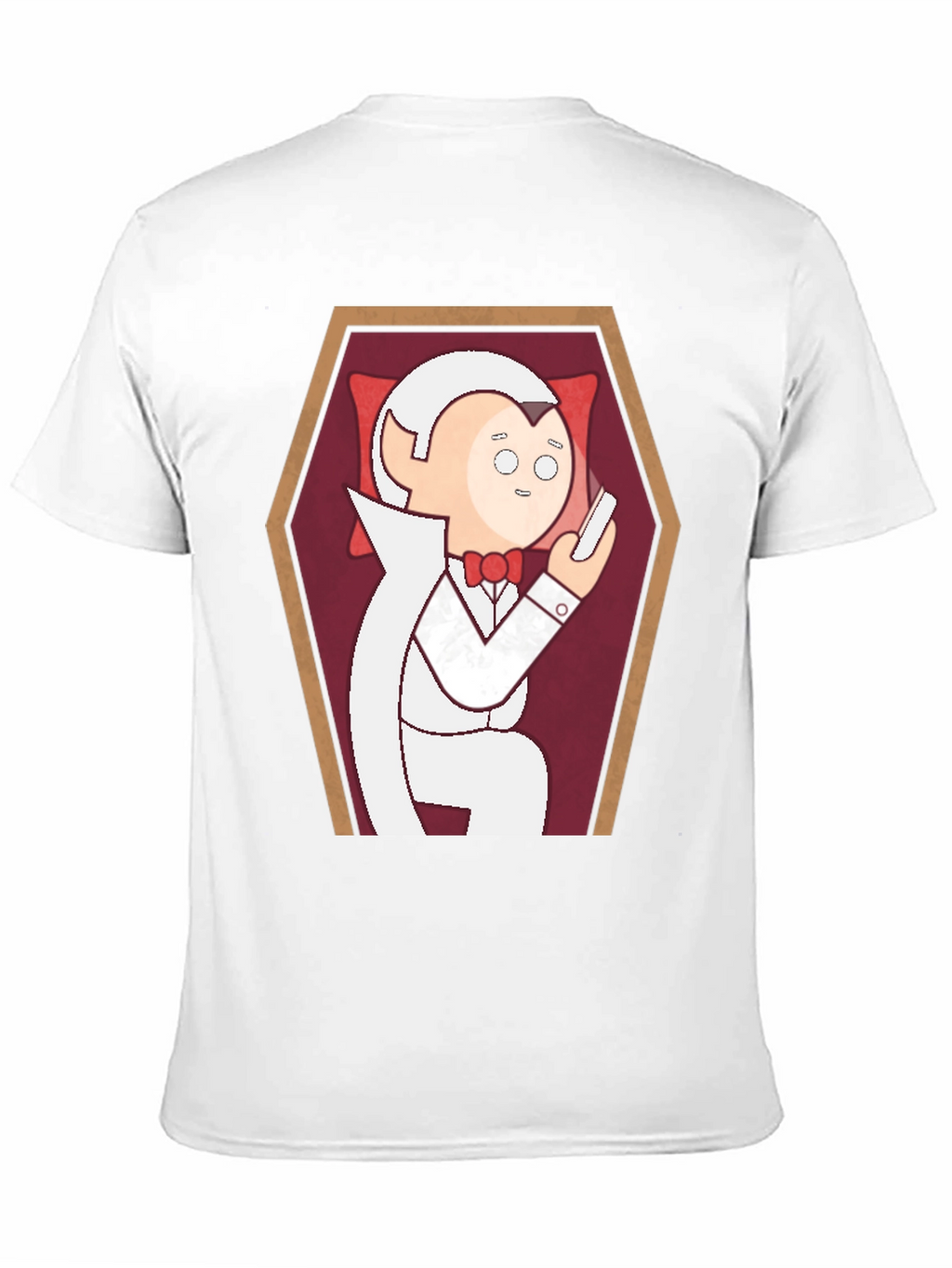 Funny Cartoon Vampire in Coffin Graphic T-Shirt