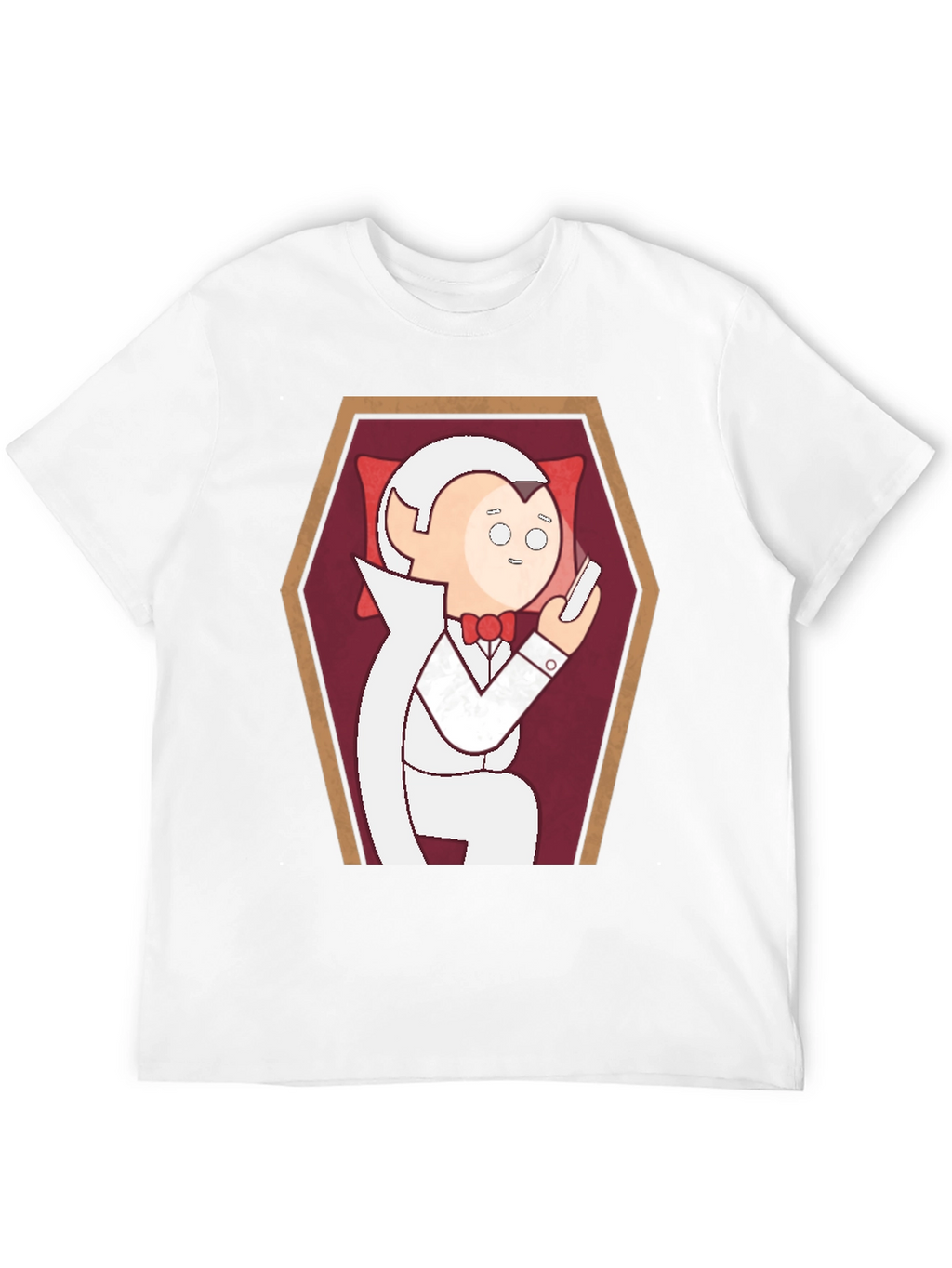 Funny Cartoon Vampire in Coffin Graphic T-Shirt