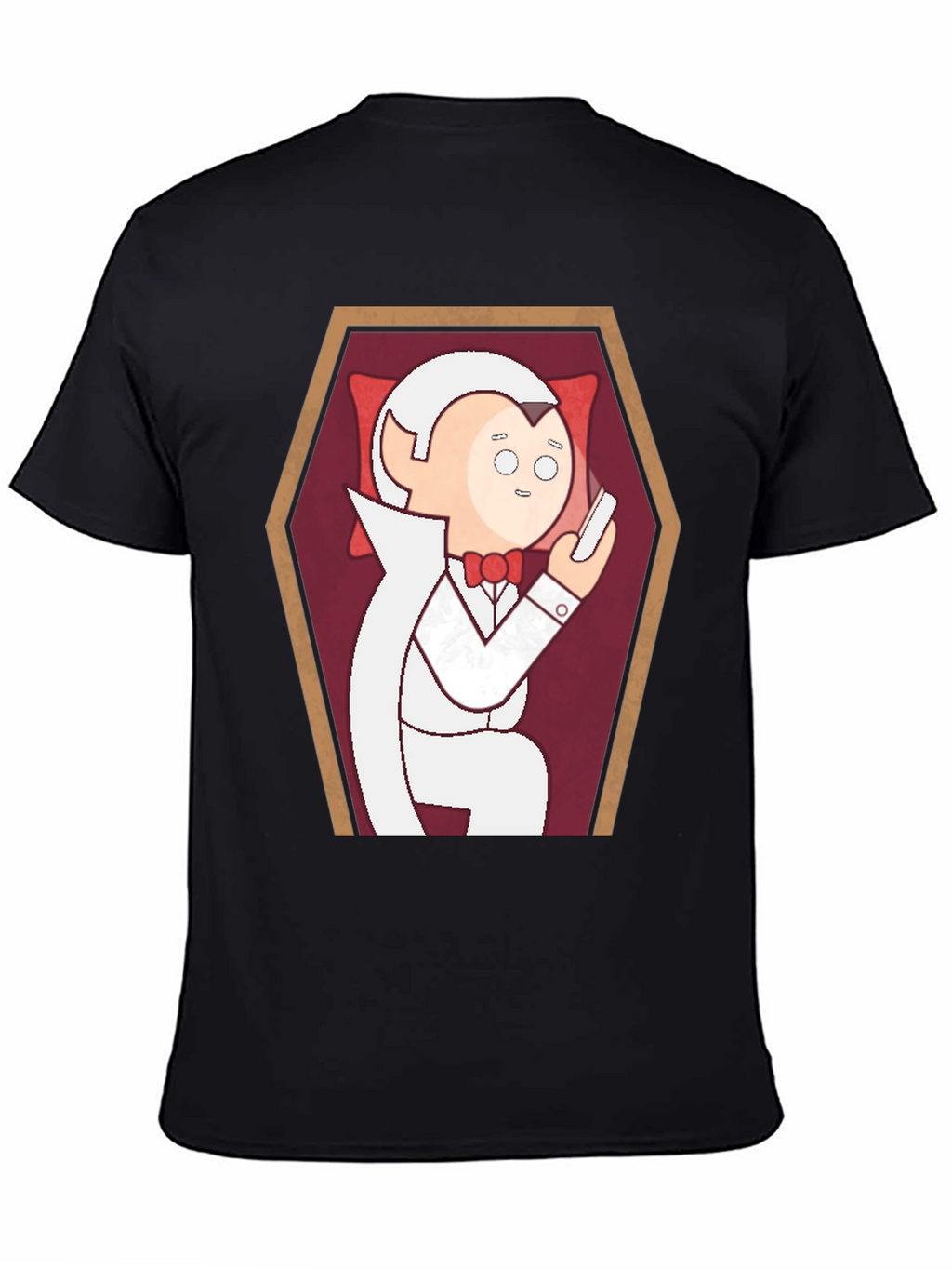 Funny Cartoon Vampire in Coffin Graphic T-Shirt